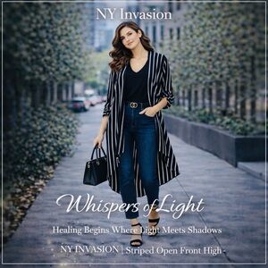 OS Striped Open Front High-Low Cardigan | NY Invasion Drape Kimono